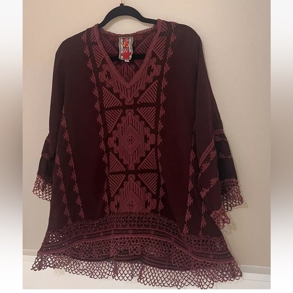 Johnny Was Renee Lace Blouse Top Small Color Black Plum V Neck Embroidered - Picture 4 of 13